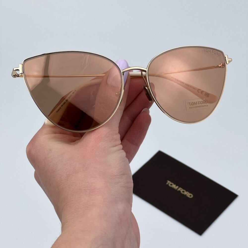 Tom Ford Women BRAND NEW Sunglasses ANAIS-02 Gold Brown Mirror Cat Eye FT1005 32